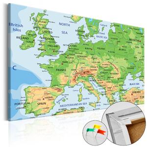 ARTGEIST Europe - Europakarta i klassisk design med landsnamn tryckta på kork - Flera storlekar 120x80