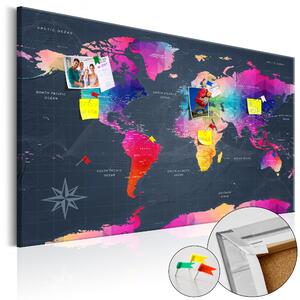 ARTGEIST Colourful Crystals - Färgglad världskarta med geometri tryckt på kork - Flera storlekar 120x80