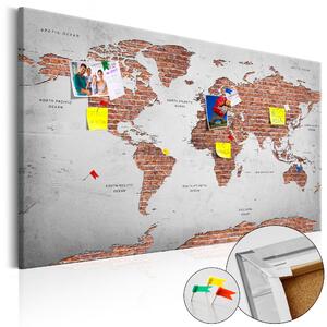ARTGEIST Brick World - Världskarta med tegeleffekt tryckt på kork - Flera storlekar 90x60