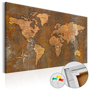 ARTGEIST Rusty World - Världskarta i rostfritt stål tryckt på kork - Flera storlekar 120x80