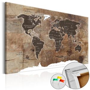 ARTGEIST Wooden Mosaic - Världskarta på trämosaik tryckt på kork - Flera storlekar 90x60