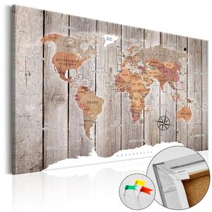 ARTGEIST Wooden Stories - Färgglad världskarta på trä tryckt på kork - Flera storlekar 60x40