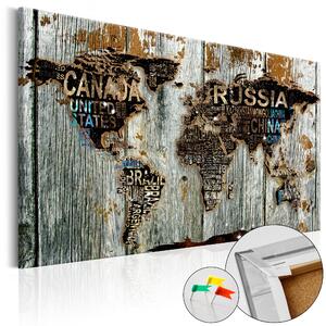 ARTGEIST Wooden Border - Rustik och rå världskarta på trä tryckt på kork - Flera storlekar 120x80