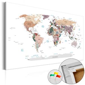 ARTGEIST Where Today? - Elegant världskarta i neutrala färger tryckt på kork - Flera storlekar 60x40
