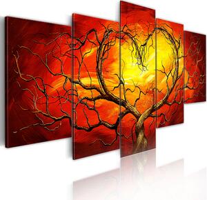 ARTGEIST - Brinnande hjärta bildat av grenar från trä tryckt på duk 200x100