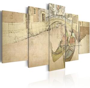 ARTGEIST - Konstnärligt ritad bild från Venedigs kanaler tryckt på duk - Flera storlekar 200x100