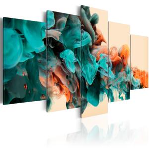 ARTGEIST Fury of Colors - Bild med färger i nyanser av blått/orange tryckt på duk - Flera storlekar 200x100