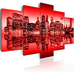 ARTGEIST - Bild av New York Citys skyline med rött filter tryckt på duk - Flera storlekar 200x100