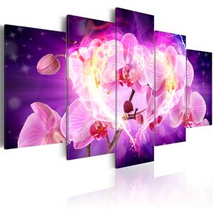 ARTGEIST Powerful love - Bild av orkidé med plasmaeffekt tryckt på duk - Flera storlekar 200x100