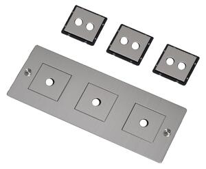 Buster + Punch - 3G Wall Plate Horizontal With Infills Steel - Massimo Minale - Silver