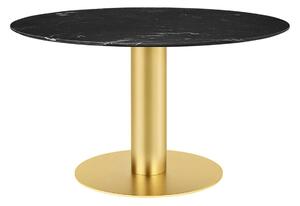 Gubi - GUBI 2.0 Dining Table, Ø 130 cm, Skiva: Marmor - Nero Marquina, Bas: Mässing - Matbord - Svart - Metall/Sten