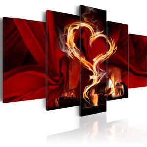 ARTGEIST Flames of love - Abstrakt bild med hjärta av eld tryckt på duk - Flera storlekar 100x50
