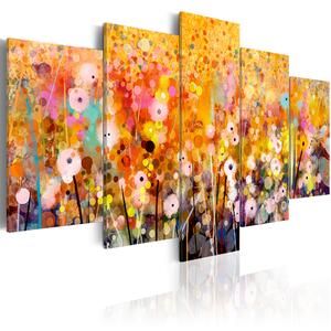 ARTGEIST Amber Garden - Konstnärlig bild med bärnstensblommor tryckta på duk - Flera storlekar 100x50