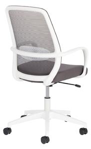 LAFORMA Melva skrivbordsstol, justerbar, med armstöd, hjul och vridfunktion - grått tyg / vit plast
