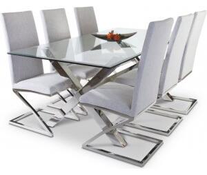Maine matbord i krom och glas - 200x95 cm