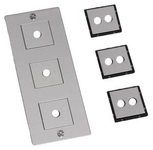 Buster + Punch - 3G Wall Plate Vertical With Infills Steel - Massimo Minale - Silver
