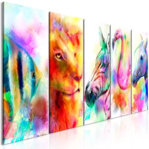 ARTGEIST bild tryckt på duk - Rainbow Watercolours, 5-delat - Flera storlekar 200x80