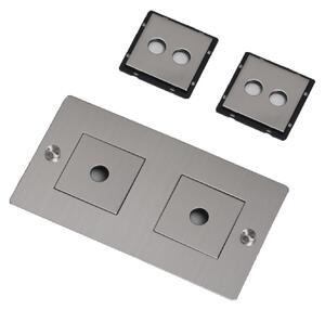 Buster + Punch - 2G Wall Plate Horizontal With Infills Steel - Massimo Minale - Silver