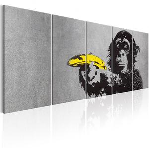 ARTGEIST bild tryckt på duk - Monkey and Banana, 5-delad - Flera storlekar 225x90