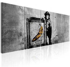 ARTGEIST bild tryckt på duk - Banksy: Monkey with Frame, 5-delad - Flera storlekar 200x80