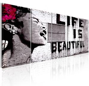 ARTGEIST bild tryckt på duk - Banksy: Life is Beautiful, 5-delad - Flera storlekar 200x80