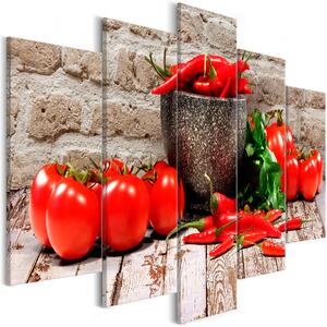 ARTGEIST bild tryckt på duk - Red Vegetables, 5 delar - Flera storlekar 100x50