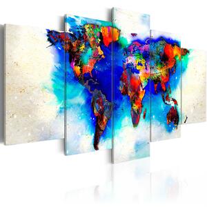 ARTGEIST världskarta, 5-delad - All colors of the world - Flera storlekar 100x50