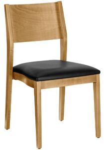 VEGA Stol Stak konstläder; 48x51x86 cm (BxDxH); Sits Svart, Ram Ljusbrun; 2 Styck / Förpackning