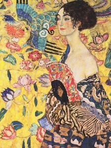 Konsttryck The lady with the fan (Vintage Portrait) - Gustav Klimt, (30 x 40 cm)