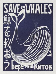 Konsttryck Save the Whales (Political Vintage), (30 x 40 cm)