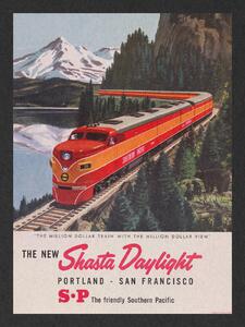 Konsttryck The New Shasta Daylight Train (Vintage Transport), (30 x 40 cm)