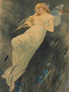 Konsttryck The Elf in the Iris Blossoms (Vintage Art Nouveau) - Alfons Mucha, (30 x 40 cm)