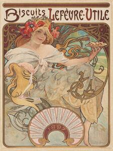 Konsttryck Biscuits Lefèvre-Utile Biscuit Advert (Vintage Art Nouveau) - Alfons Mucha, (30 x 40 cm)