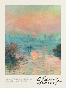 Konsttryck Sun Setting on the Seine - Claude Monet, (30 x 40 cm)