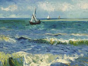Konsttryck The sea at Saintes-Maries-de-la-Mer (Vintage Seascape with Boats) - Vincent van Gogh, (40 x 30 cm)