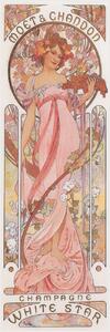 Konsttryck Moët & Chandon White Star Champagne (Beautiful Art Nouveau Lady, Advertisement) - Alfons / Alphonse Mucha, (20 x 60 cm)