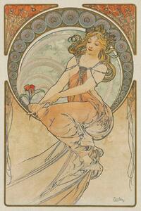 Konsttryck The Arts 3, Heavily Distressed (Beautiful Vintage Art Nouveau Lady) - Alfons / Alphonse Mucha, (26.7 x 40 cm)