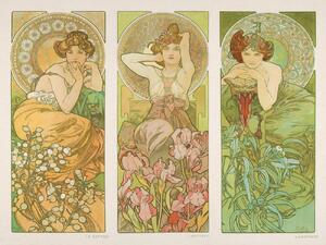 Konsttryck Topaz, Amethyst & Emerald (Three Beautiful Art Nouveau Ladies) - Alphonse / Alfons Mucha, (40 x 30 cm)