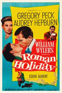 Konsttryck Roman Holiday, Ft. Audrey Hepburn & Gregory Peck (Vintage Cinema / Retro Movie Theatre Poster / Iconic Film Advert), (26.7 x 40 cm)