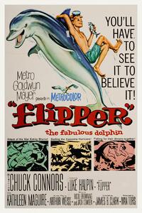 Konsttryck Flipper, The Fabulous Dolphin (Vintage Cinema / Retro Movie Theatre Poster / Iconic Film Advert), (26.7 x 40 cm)
