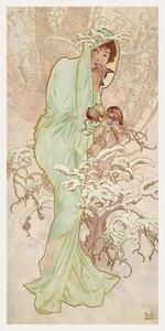 Konsttryck The Seasons: Winter (Art Nouveau Portrait) - Alphonse Mucha, (20 x 40 cm)