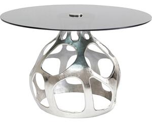 KARE DESIGN Volcano Silver matbord, runt - rökigt glas och silveraluminium