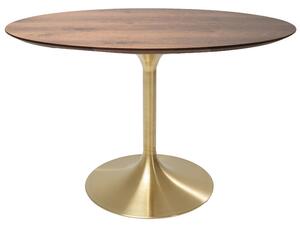 KARE DESIGN Invitation Set Walnut Brass matbord, runt - brunt valn&oumltsfaner och m&aumlssingsst&aringl