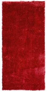 Trasmatta Röd Bomull Polyester Blandning 80 x 150 cm Fluffig Tät Beliani