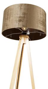 Golvlampa trä med tygskärm brun 50 cm - Tripod Classic