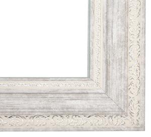 Hängande Väggspegel Beige med Silver 50 x 130 cm Vertikal Vardagsrum Sovrum Gesso Finish Beliani