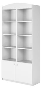 Babydreams barnbokhylla, m. 2 luckor och 8 hyllplan - vit laminat