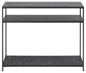 ACT NORDIC Seaford konsolbord, w. 2 hyllor - svart Izmir marmor melamin och svart metall