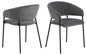 ACT NORDIC Ann matbordsstol, m. armstöd - mörkgrå pol1ter och svart metall