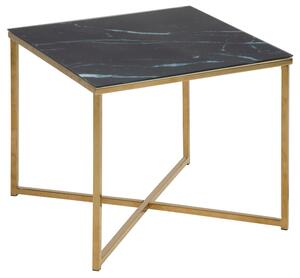 ACT NORDIC Alisma hörnbord, fyrkantigt - svart marmor frostat glas och gyllene krommetall